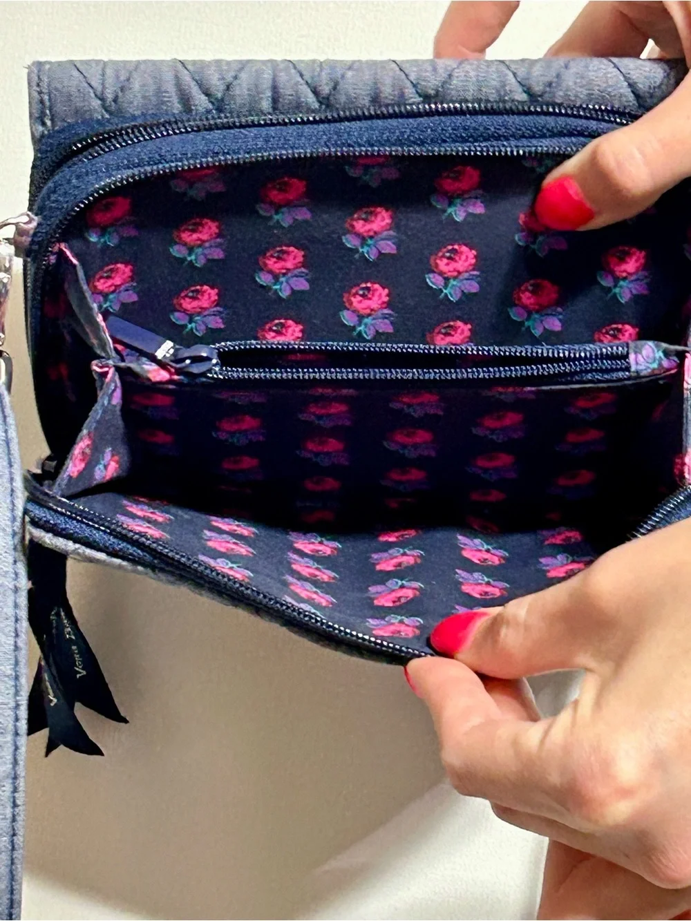 Quilted Navy Crossbody Wallet for Women - Picture 5 of 8